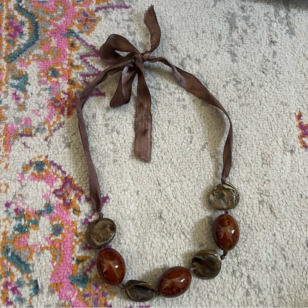 Brown and Tan Beaded Necklace